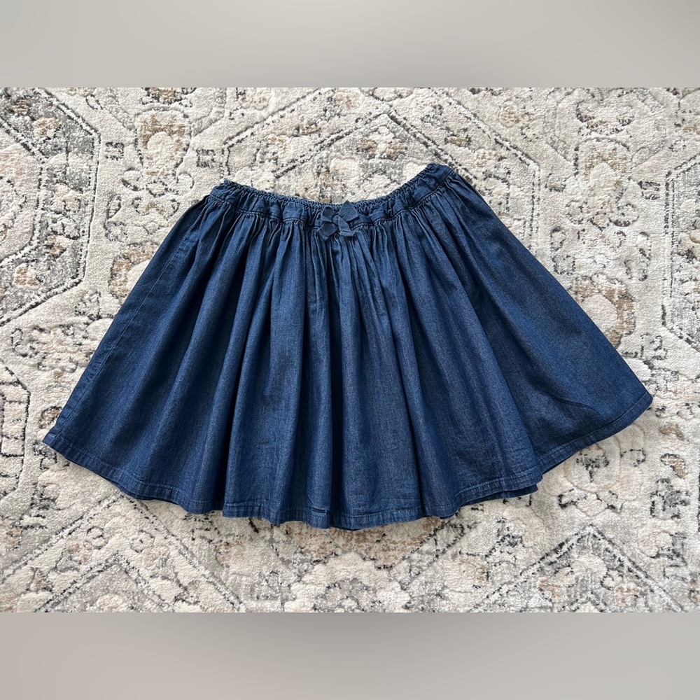 Lands End Skirt Gathered Pleated Denim
Chambray Mini Midi Blue Medium Jean 10-12